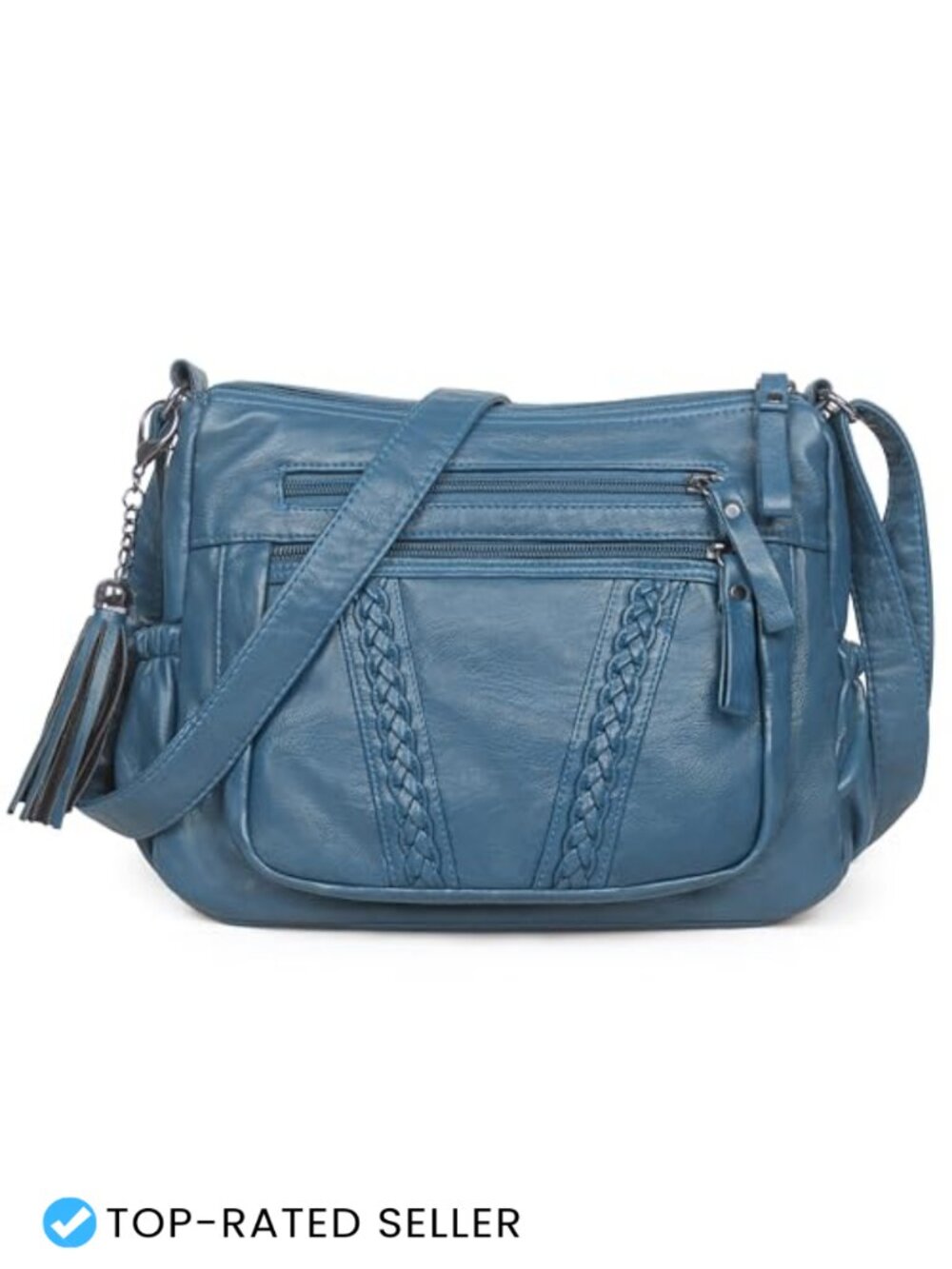 PU Leather Crossbody Bag Tassel Hobo Purse Adjustable Strap Women